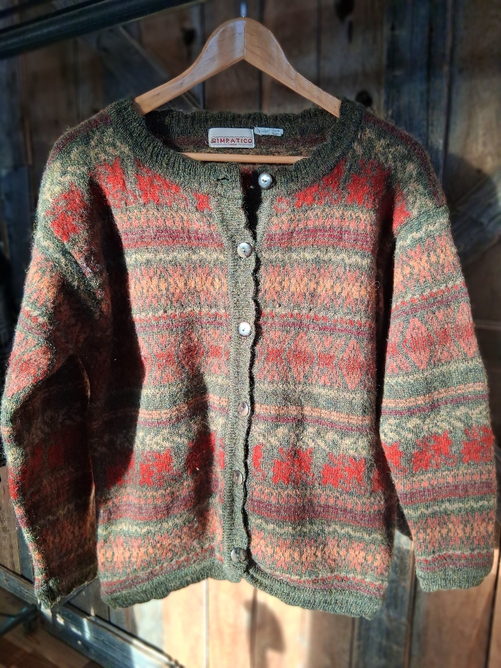 Vintage 90s SIMPATICO Fair Isle Wool Cardigan